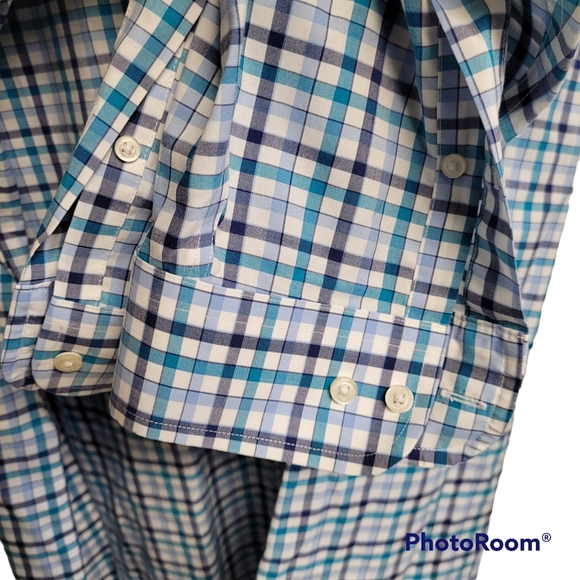 Jos A. Bank Traveler Blue And White Gingham Button Down Shirt Size 2X - Picture 4 of 7